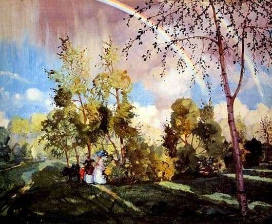 Description of the painting by Konstantin Somov Landscape with a rainbow