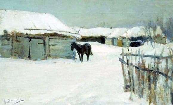 Description of the painting by Alexei Stepanov In the village