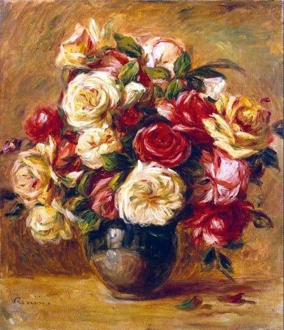 Description of the painting by Pierre Auguste Renoir Bouquet of roses