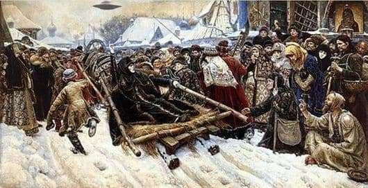 Description of the painting by Vasily Surikov Boyary Morozov