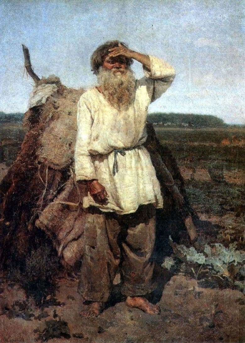 Description of the painting by Vasily Surikov The old man gardener