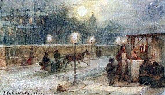 Description of the painting by Vasily Surikov Evening in St. Petersburg