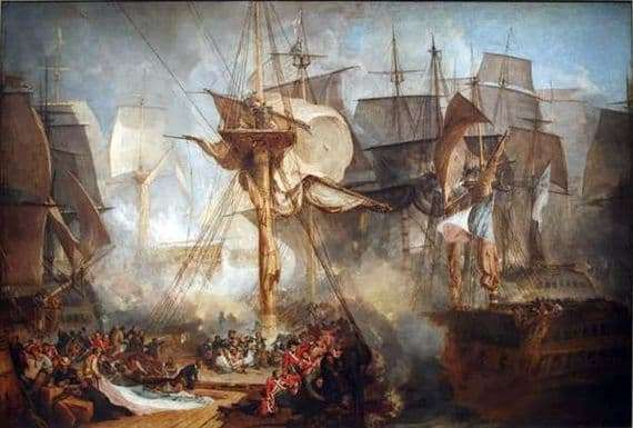 Description of the painting by William Turner Battle of Trafalgar