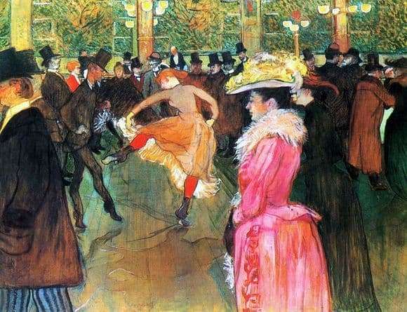 Description of the painting by Henri Toulouse Lautrec Dance in the Moulin Rouge