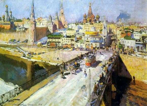 Description of the painting by Constant Korovin Moskvoretsky Bridge