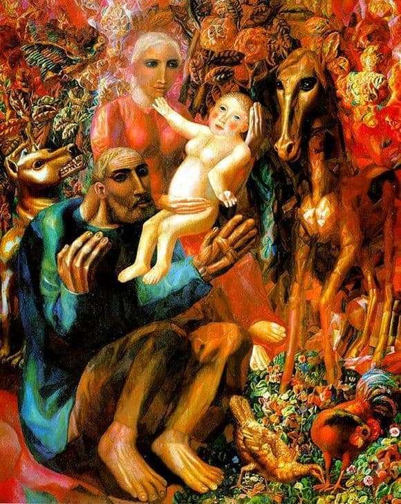 Description of the painting by Pavel Filonov Peasant Family