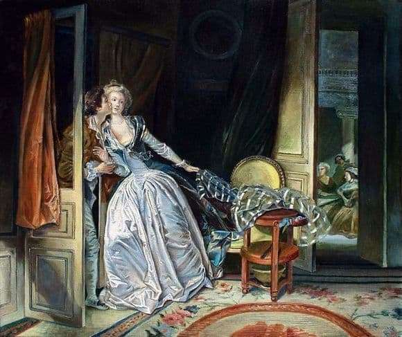 Description of the painting by Jean Honore Fragonard Kiss furtively