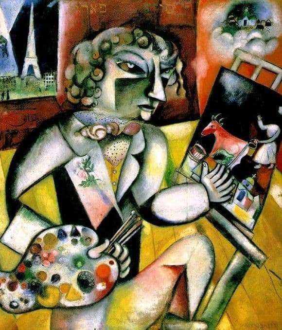 Description of the painting by Marc Chagall Self portrait with seven fingers