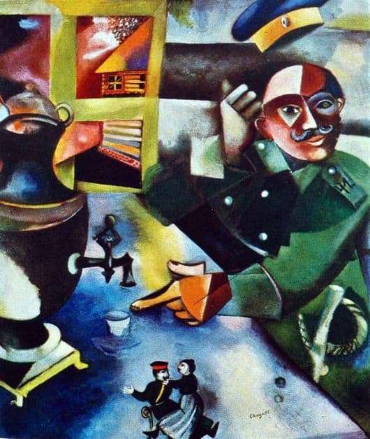 Description of the painting by Marc Chagall The Soldier Drinks