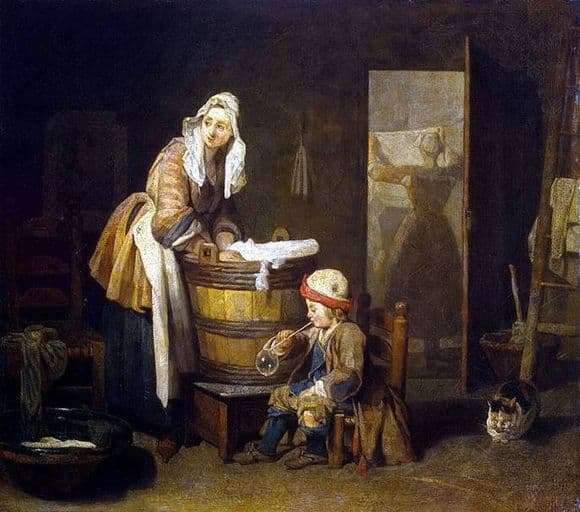 Description of the painting by Jean Baptiste Simeon Chardin Laundress