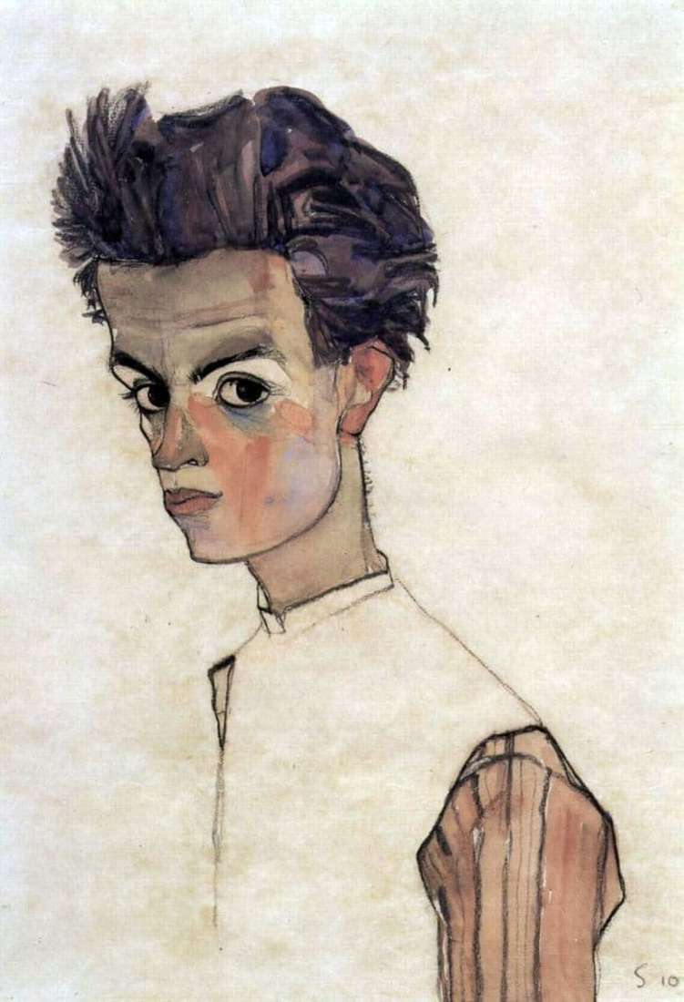 Description of the painting by Egon Schiele Self portrait