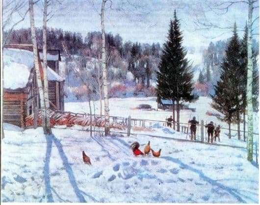 Description of the painting by Konstantin Yuon End of Winter Noon