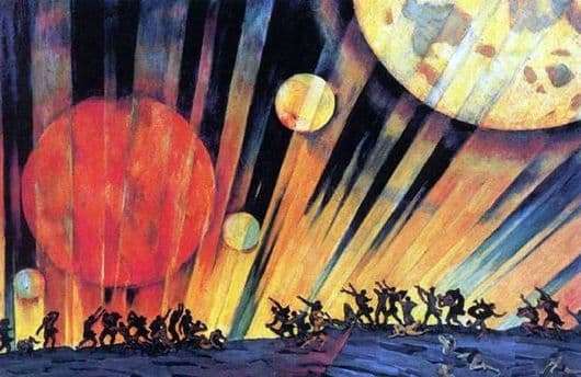 Description of the painting by Konstantin Yuon New Planet