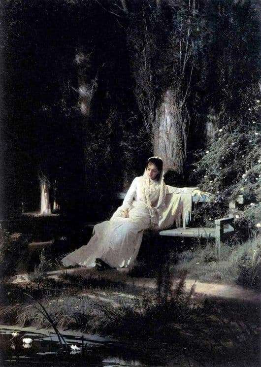 Description of the painting by Ivan Kramsky Moonlight Night