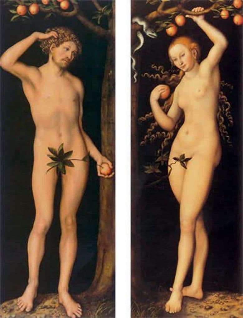 Description of the painting by Lucas Cranach the Elder Adam and Eve