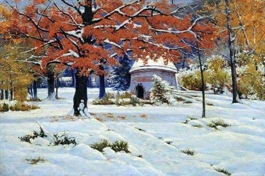 Description of the painting by Konstantin Kryzhitsky Early snow