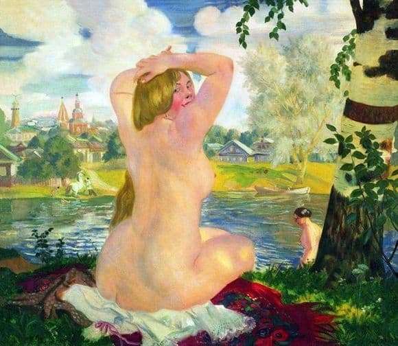 Description of the painting by Boris Kutodiev Bather