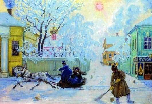 Description of the painting by Boris Kustodiev Frosty Day