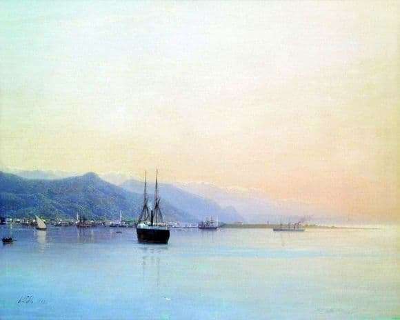 Description of the painting by Lev Feliksovich Lagorio Harbor (1859)
