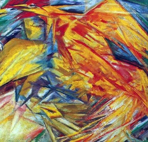Description of the painting by Mikhail Larionov Rooster and Chicken