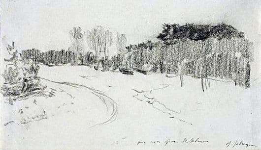 Description of the painting by Isaac Levitan Winter road in the forest