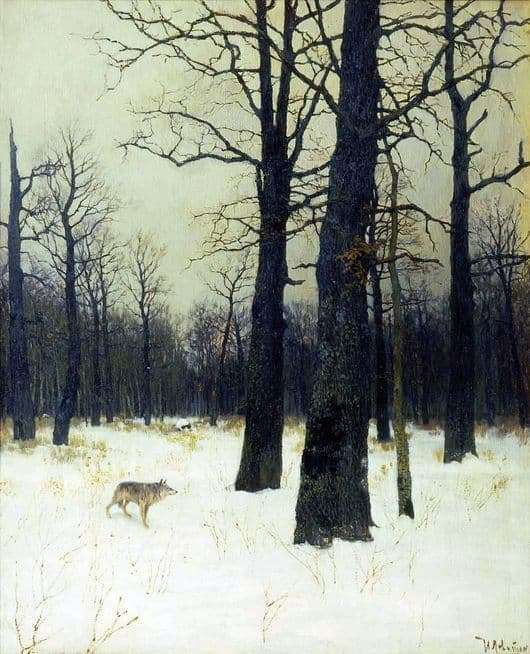 Description of the painting by Isaac Levitan Winter in the forest