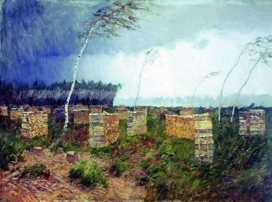 Description of the painting by Isaac Levitan Storm. Rain