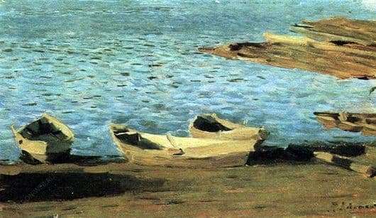 Description of the painting by Isaac Levitan At the shore. Boats