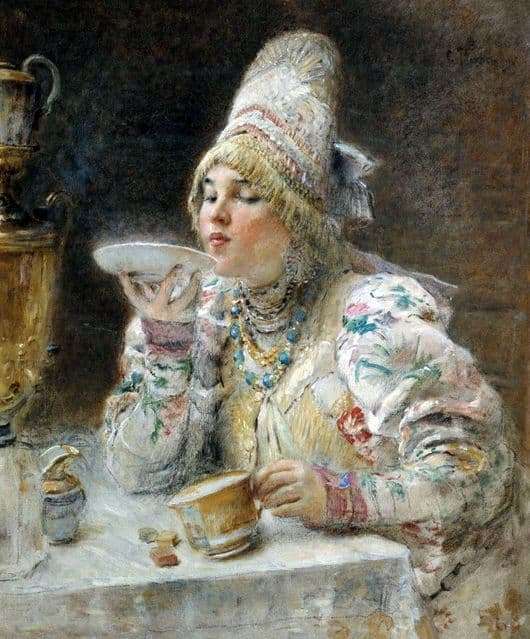 Description of the painting by Konstantin Makovsky For tea