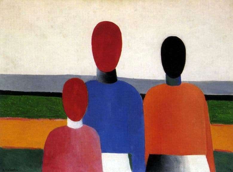 Description of the painting by Kazimir Malevich Three female figures