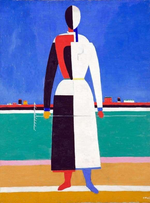 Description of the painting by Kazimir Malevich Woman with a rake