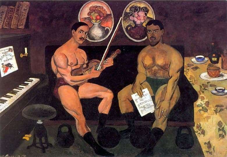 Description of the painting by Ilya Mashkov Self portrait with Konchalovsky