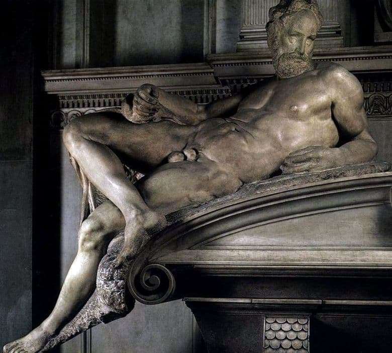 Description of the sculpture by Michelangelo Evening