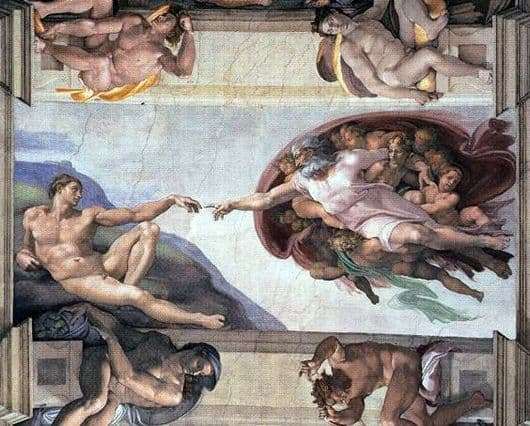 Description of the painting by Michelangelo Buanarroti The Creation of Adam