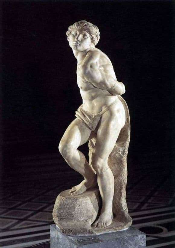 Description of the sculpture by Michelangelo Bound Slave