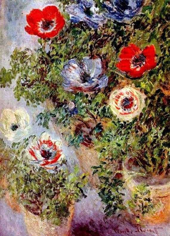Description of the painting by Claude Monet Anemones