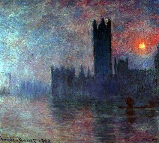 Description of the series of paintings by Claude Monet Parliament in London